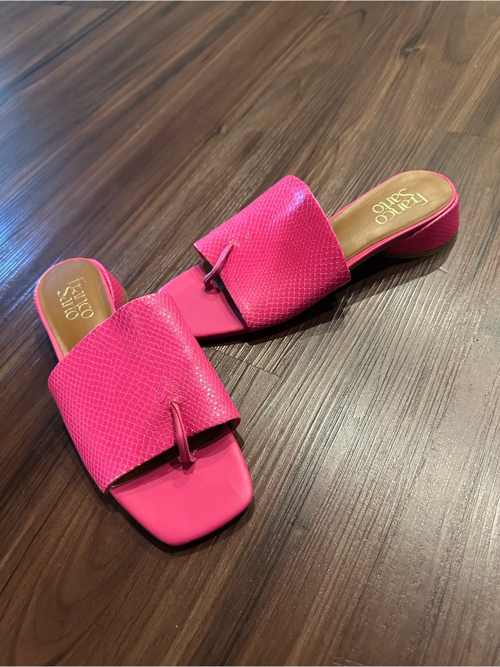 🦩 💗 Franco Sarto Loran Hot Pink Snakeskin Sandal Size 7 - Picture 4 of 4